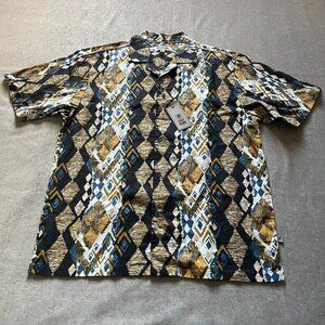 Stacy Adams Button Down Shirt Men Size XXL Casual Hawaiian Linen Blend NWT